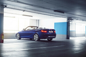 220d, biru, BMW, Cabriolet, mobil, Garasi, Jerman, Belakang