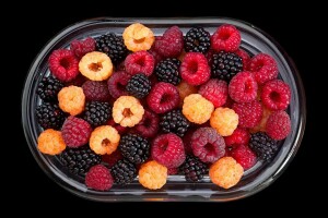 浆果, 黑莓, 碗, 新鲜, 覆盆子