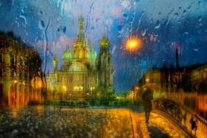 彼得, 雨, 圣彼得堡, 街, 城市
