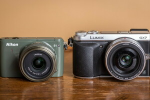Latar Belakang, kamera, duel, Lumix GX7, Nikon 1 S1