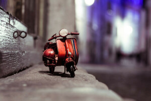 Berbatasan, Kim Leuenberger, makro, miniatur, model, Moped, malam, foto