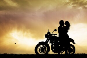 자전거, 흐림, 보케, 키스 사랑, 기분, 로맨스, 여름, 저녁