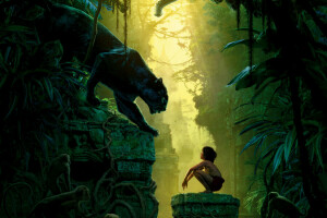 Bagheera, Bagira, chim, con trai, tưởng tượng, rừng nhiệt đới, con khỉ, Mowgli