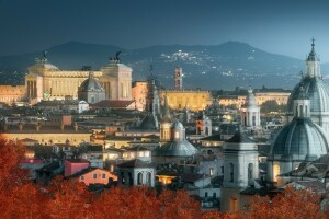 가을, 이탈리아, 밤, 로마, 도시