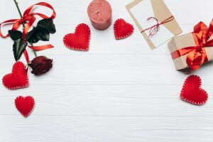 hadiah, jantung, hati, cinta, merah, romantis, hari Valentine, kayu