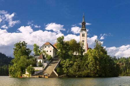 Bled, Nhà thờ, Đảo, hồ, Hồ bled, Slovenia