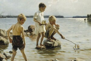 1884, 앨버트 에델 펠트, 아테네, 아테네 (헬싱키), 해 안에 노는 소년, 핀란드 국립 미술관, 핀란드 화가