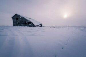 nhà ở, tuyết, mùa đông
