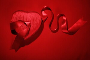 hadiah, jantung, cinta, merah, romantis, sutra, tape, hari Valentine