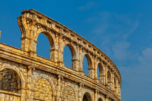 圆形剧场, 罗马竞技场, 废墟, 天空