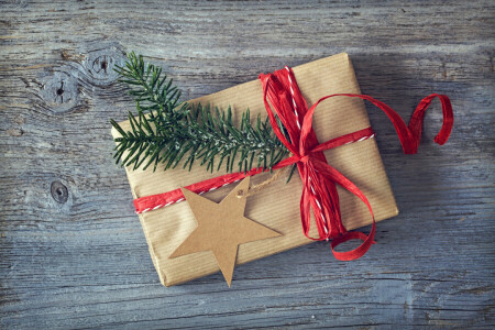 圣诞, 装饰, 礼物, 快活的, 新年, 复古的, 木, 圣诞节
