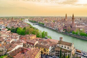 kota, Cityscape, Eropa, Italia, panorama, kota, perjalanan, Verona