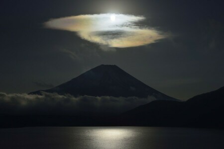 日本, 湖, 晚, 火山