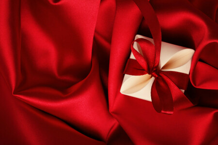 선물, 심장, 사랑, 빨간, 낭만적 인, 실크, 발렌타인 데이