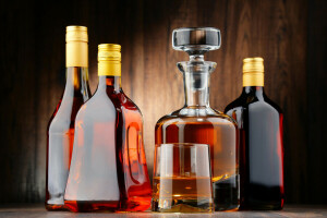 alkohol, botol, Cognac, wiski
