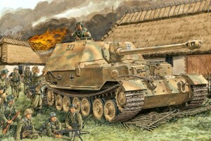 Rumah terbakar, Elefant, pagar, MG-42, Tentara, Wehrmacht