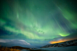 đèn, núi, đêm, Bán Đảo Scandinavia, tuyết