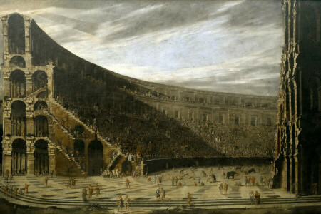 Arsitektur, Colosseum, orang-orang, gambar, Viviano Codazzi