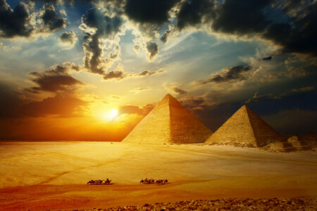古, 模糊, 散景, 开罗, 大篷车, 复杂, 创建, 埃及
