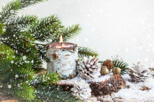 불알, 크리스마스, 장식, 명랑한, 새해, 눈, 나무