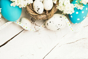 dekorasi, Paskah, telur, bunga-bunga, senang, musim semi