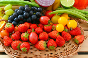 浆果, 新鲜, 水果, 水果, 蔬菜