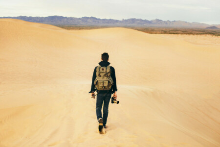 사막, 사람, 남성, 모래, 카메라