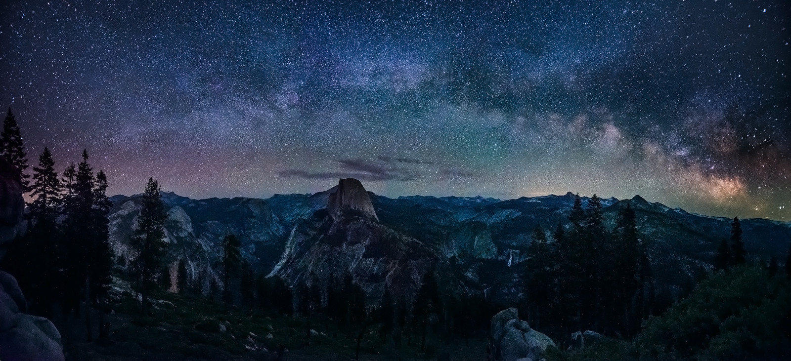 alam, pemandangan, malam, langit, Gletser, galaksi, titik, Yosemite