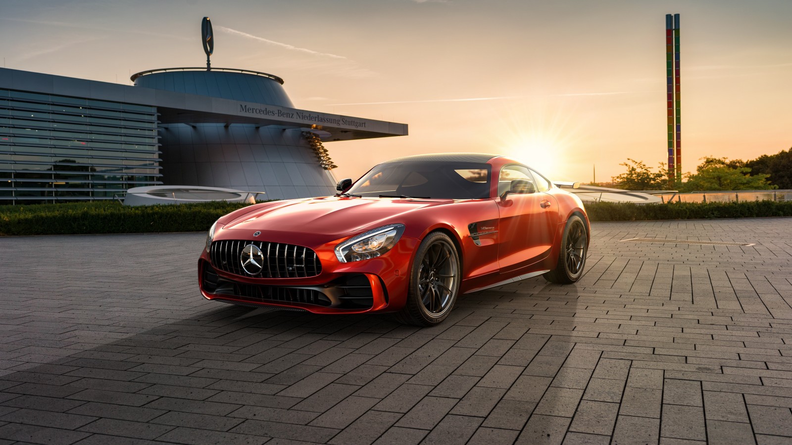 Hoàng hôn, Mercedes-Benz, AMG, 2019, kết xuất, CGI, GT R, bởi Ahmed Anas