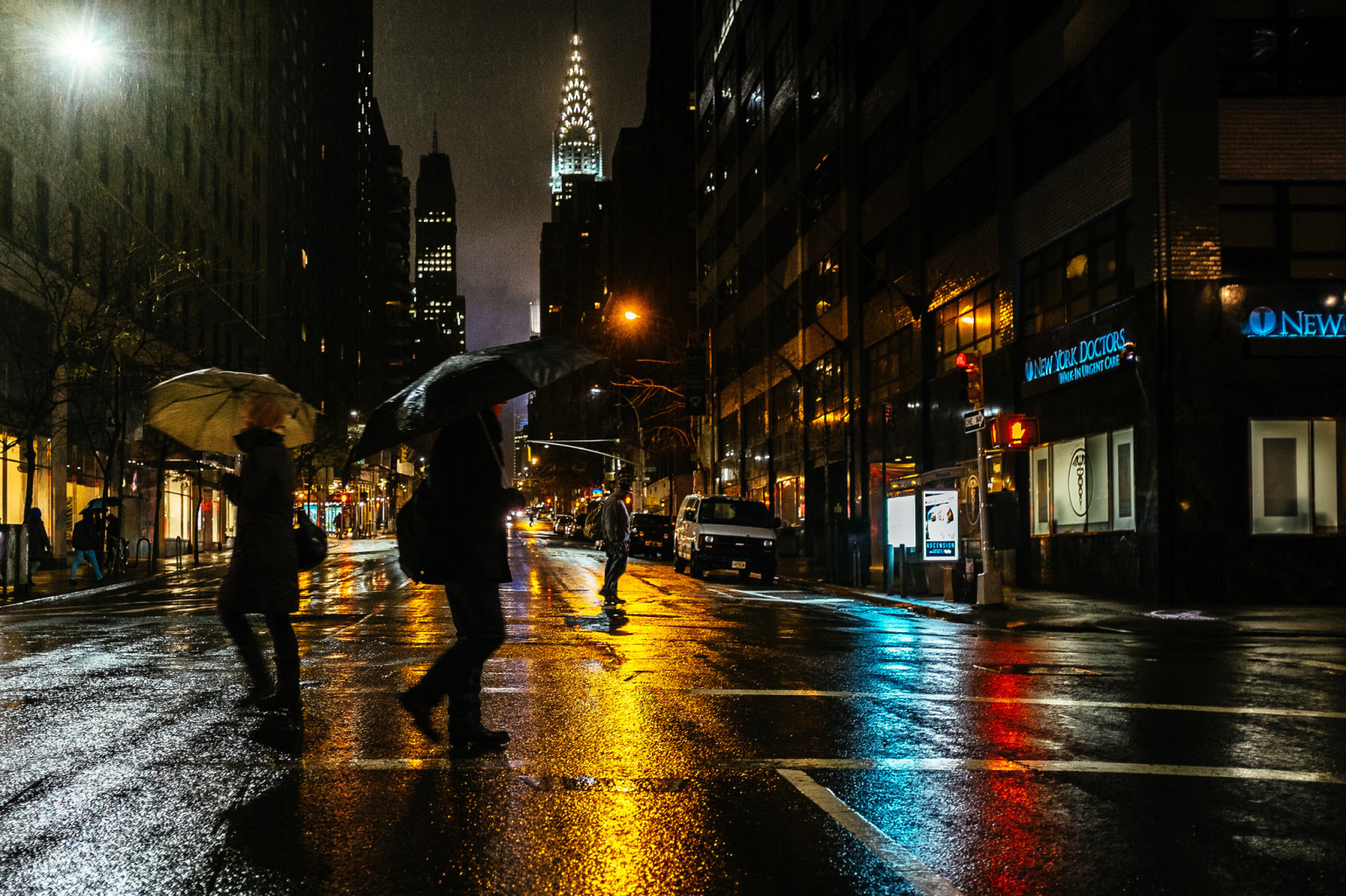 빛, 도시, 거리, 밤, 미국, 사람들, 비, 뉴욕