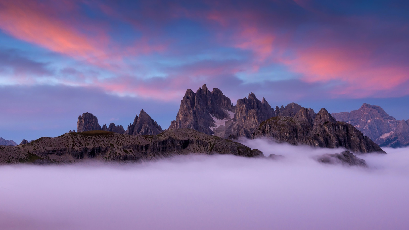 awan, gunung, Italia, batu, kabut, The Dolomites, puncak