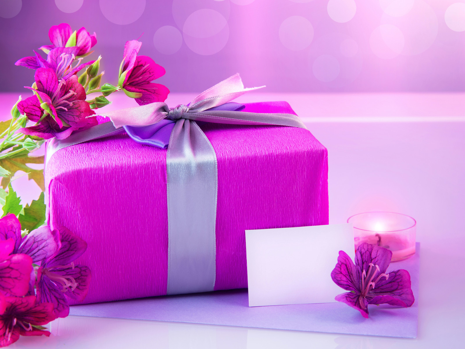 贈り物, プレゼント, 花, キャンドル, アルストロメリア