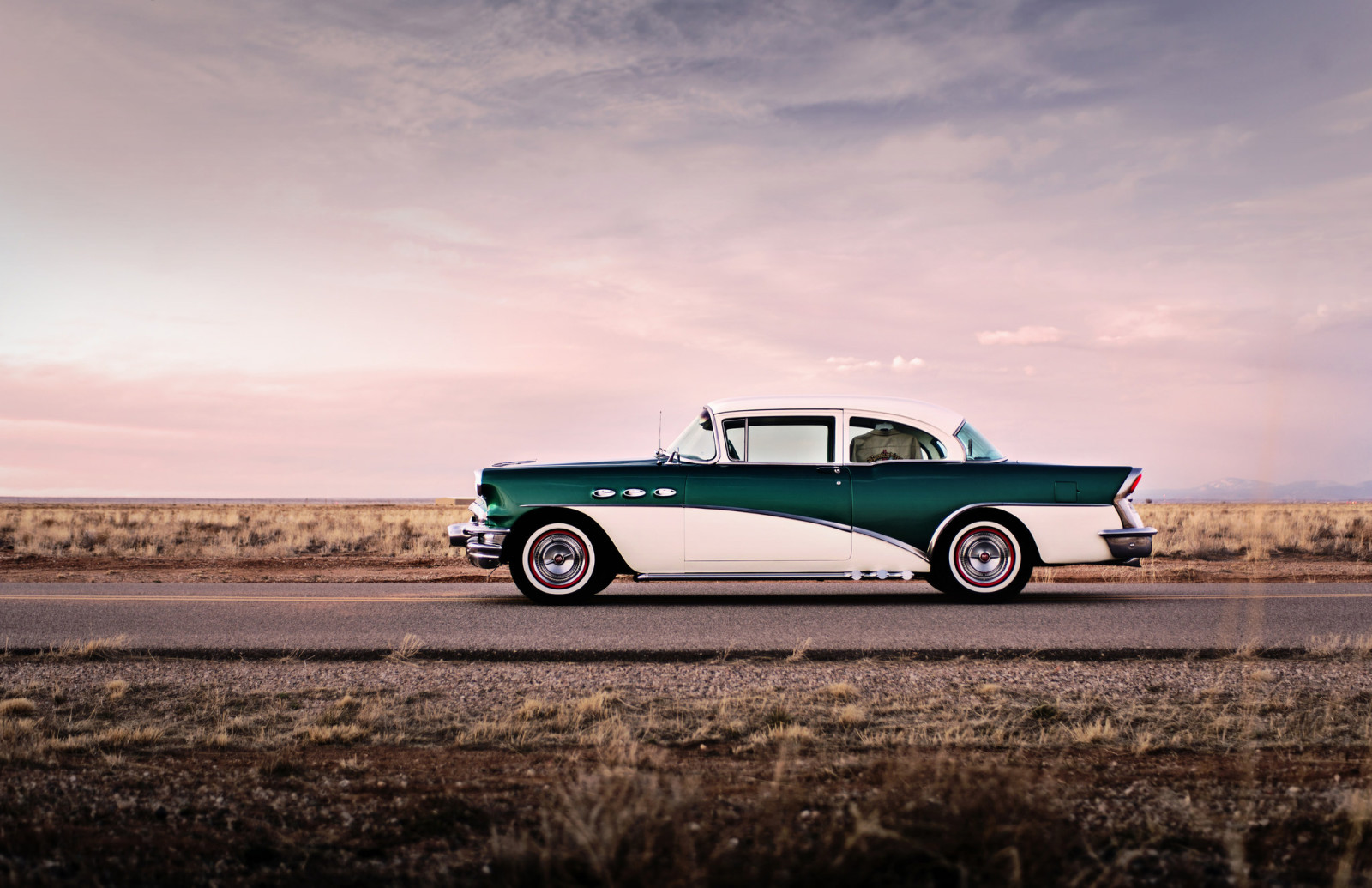 langit, jalan, awan, sisi, roda, Buick, 1956
