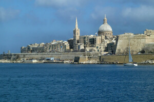 rumah, Malta, laut, kubah, langit, Valletta