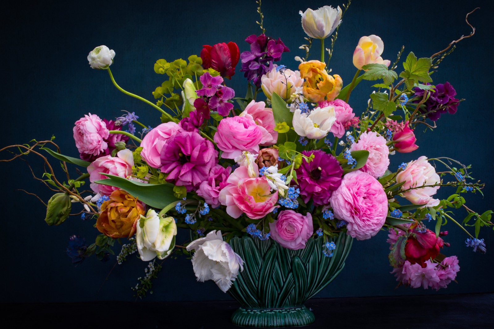 背景, 玫瑰花, 花卉, 花束, 郁金香, 花瓶, 茛, 大麦