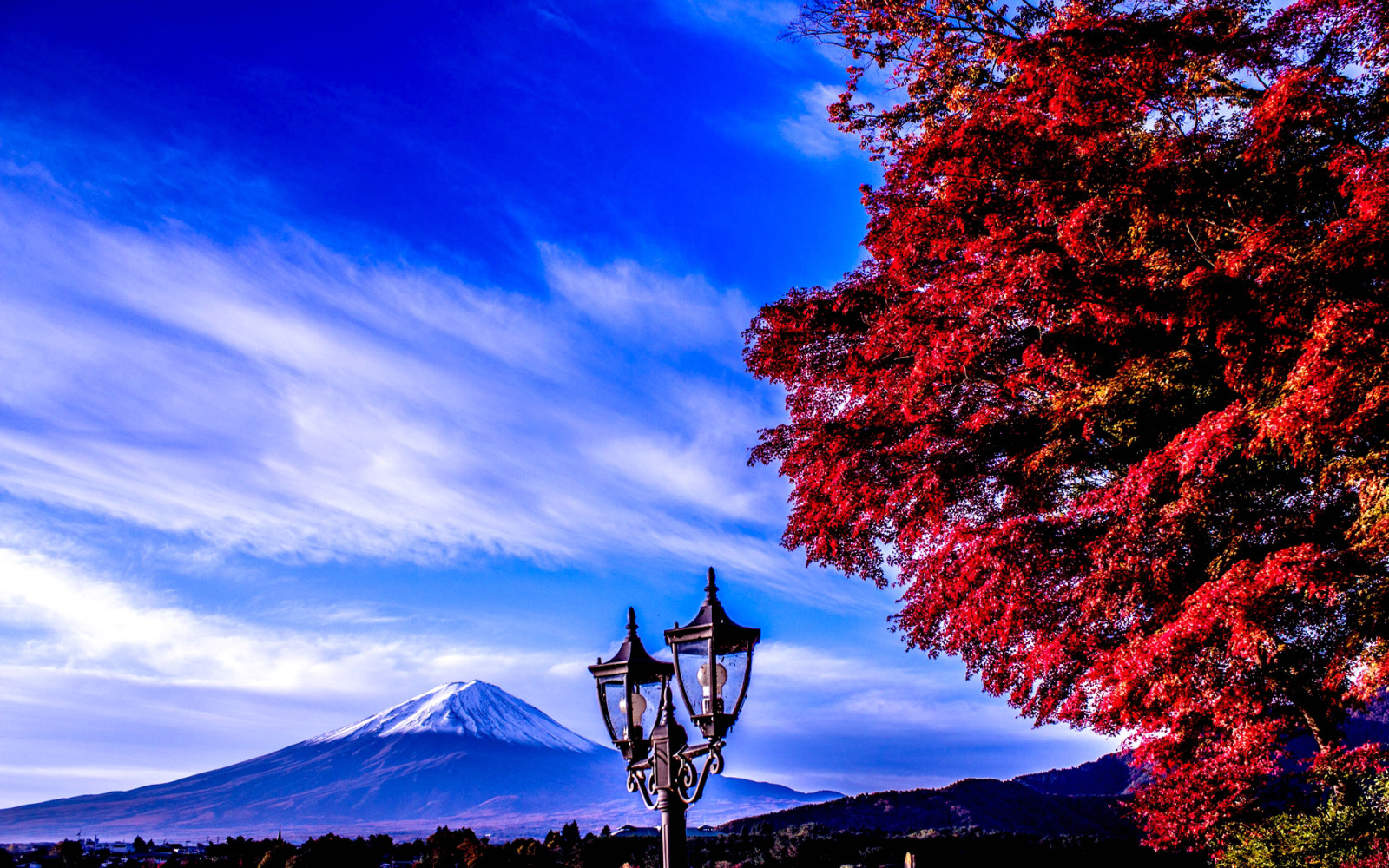 cây, bầu trời, núi, Nhật Bản, đèn lồng, Phú Sĩ