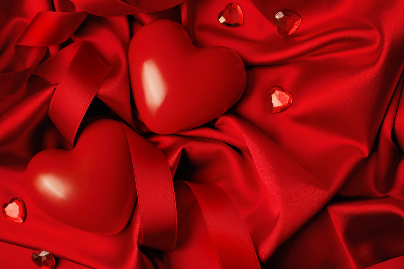 红色, 爱, 浪漫, 情人节, 心, 丝