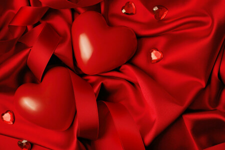 심장, 사랑, 빨간, 낭만적 인, 실크, 발렌타인 데이