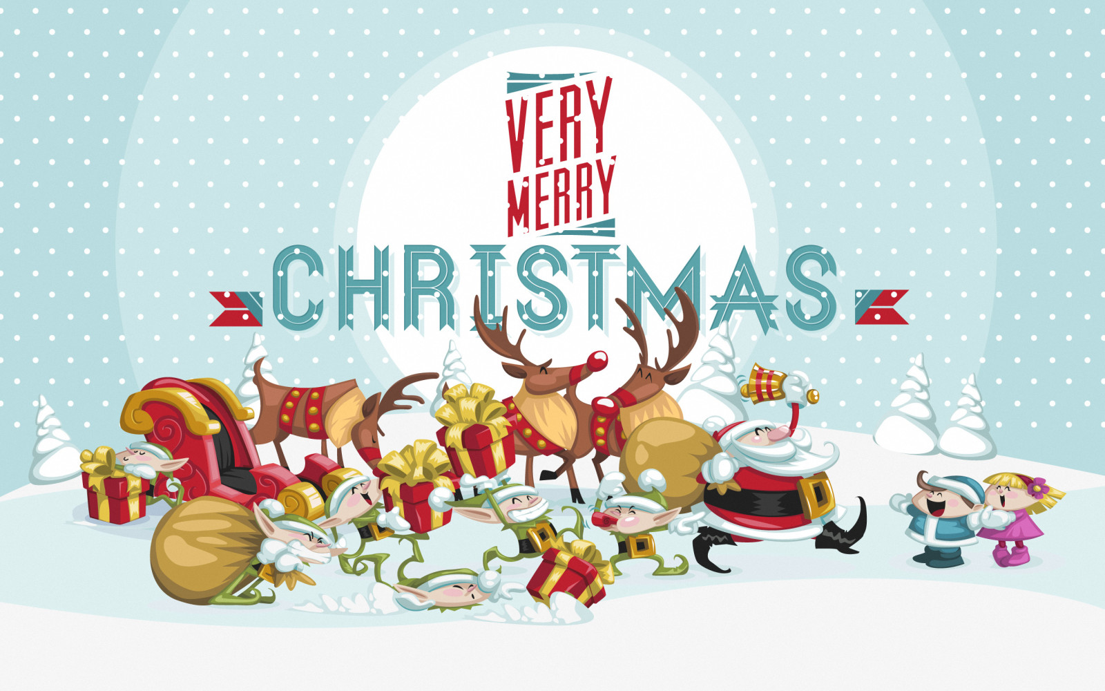 새해, 크리스마스, 명랑한, 선물, 크리스마스, 사슴, 드워프, 산타