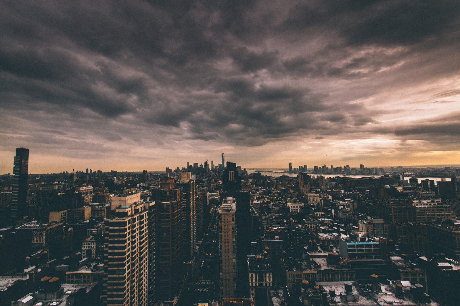 เมฆ, พลบค่ำ, ขอบฟ้า, นิวยอร์ก, แมนฮัตตัน, 1WTC, OWTC, หนึ่งศูนย์การค้าโลก