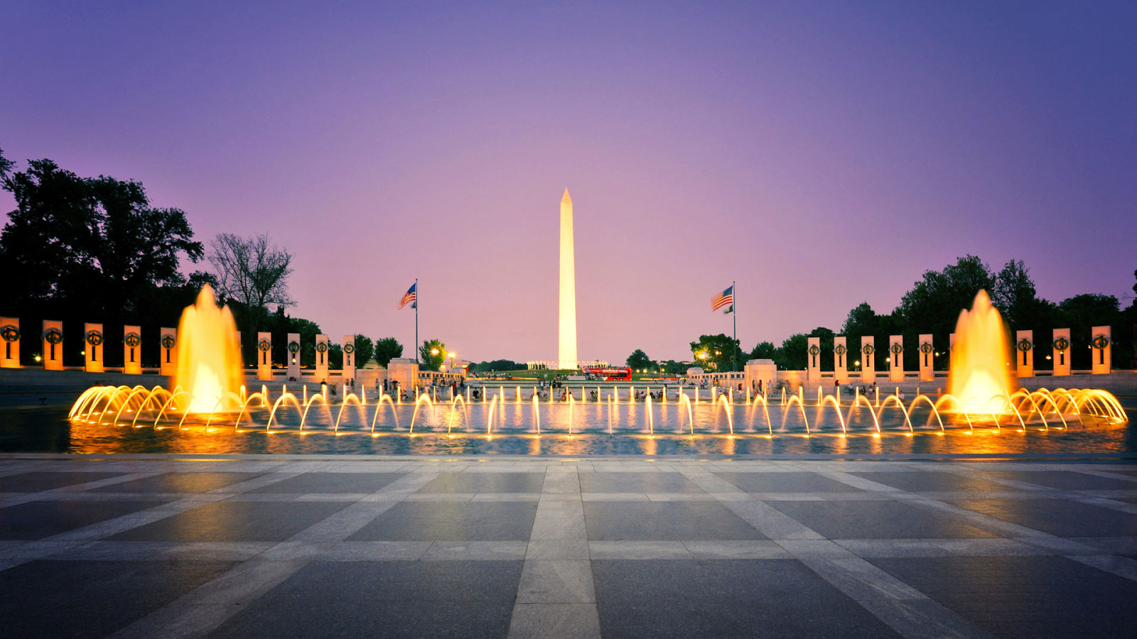 buổi tối, đèn, Hoa Kỳ, DC, Washington, Đài phun nước, obelisk
