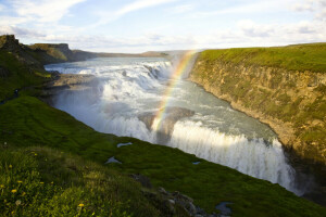 アイスランド, 開いた, 虹, 川, セリャラントスフォス, ストリーム, 滝