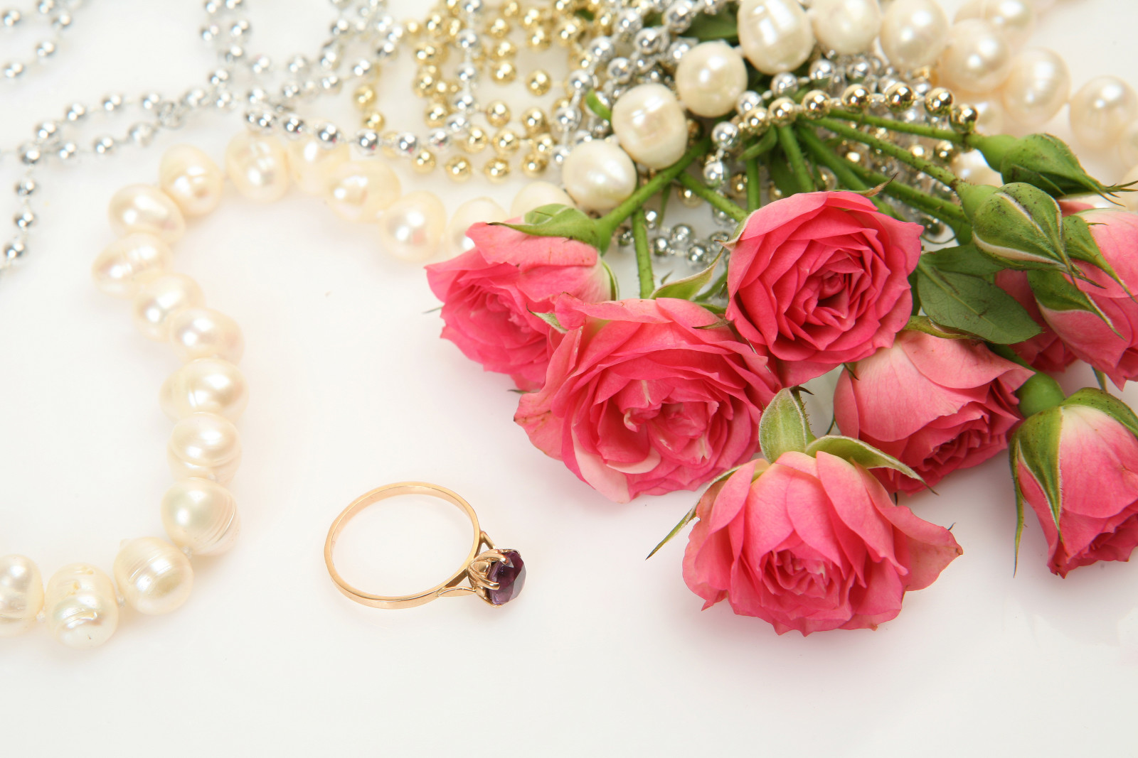 装饰, 玫瑰花, 花束, 环, 珠子