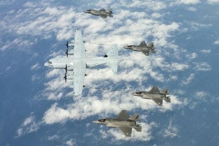 爆撃機, C-130J, F-35B, 戦士, 軍用輸送, スーパーヘラクレス, 飛行機