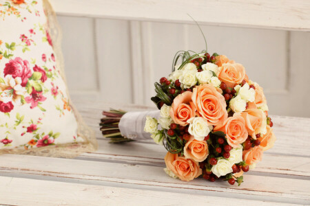 花束, フラワーズ, バラ, 結婚式