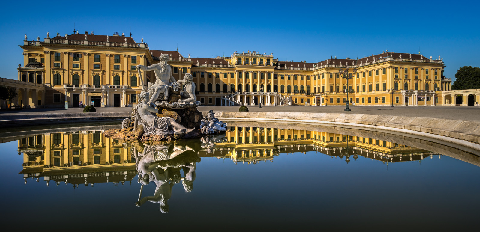 反射, 水, 奥地利, 雕塑, 宫, 喷泉, 维也纳, 美泉宫