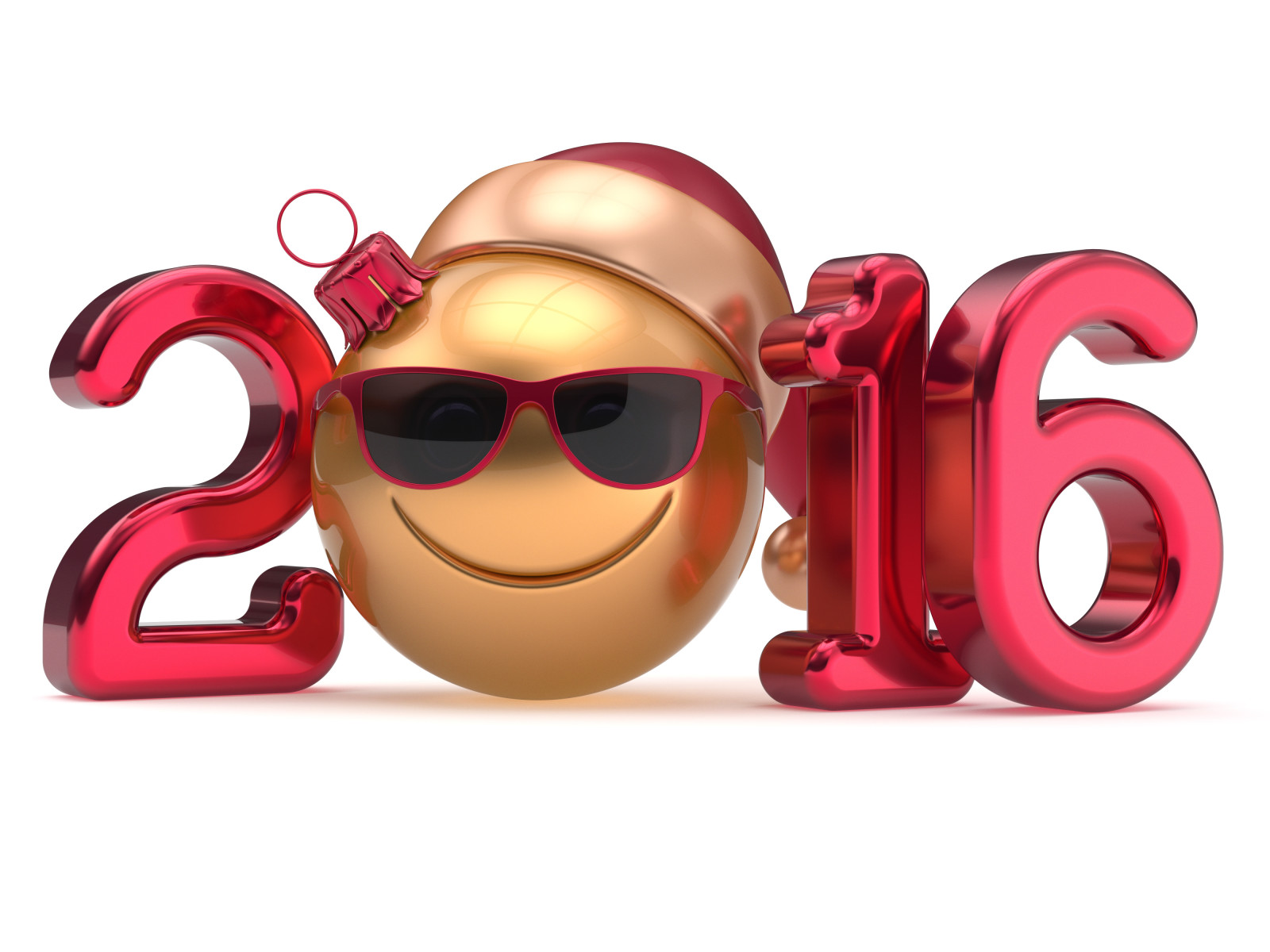 新年, 快乐, 球, 图, 2016年, 笑脸