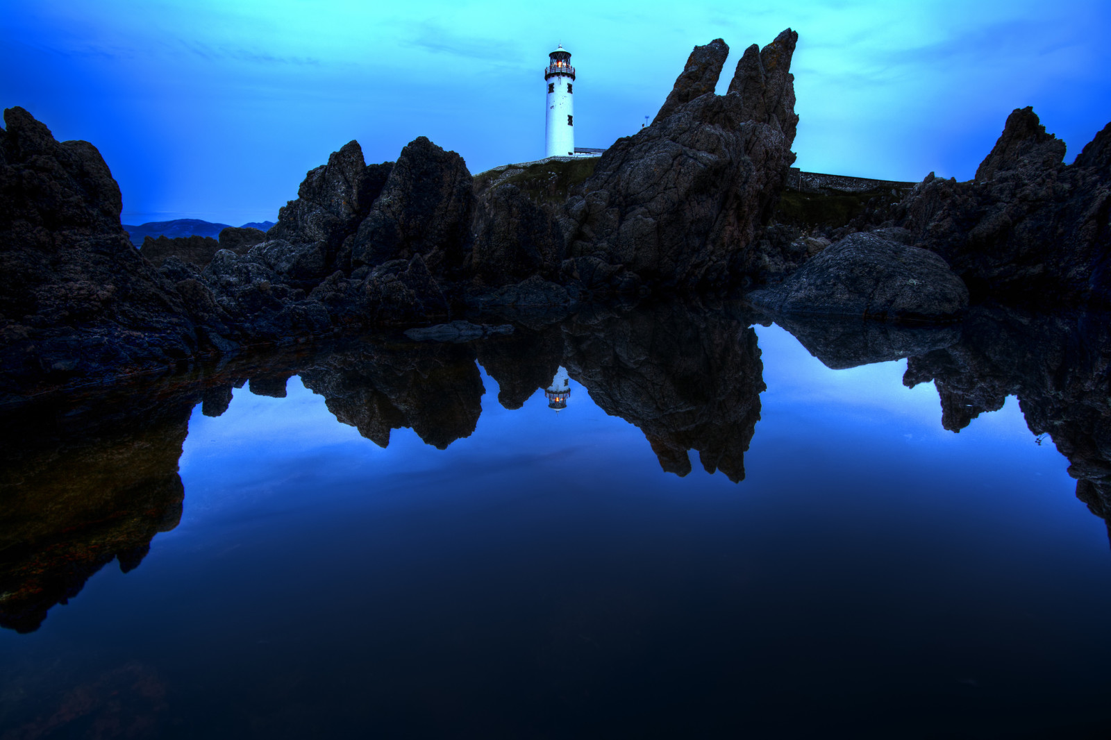 夜, 海, 灯台, 岩, アイルランド, ファナドヘッド灯台, ドネゴール州