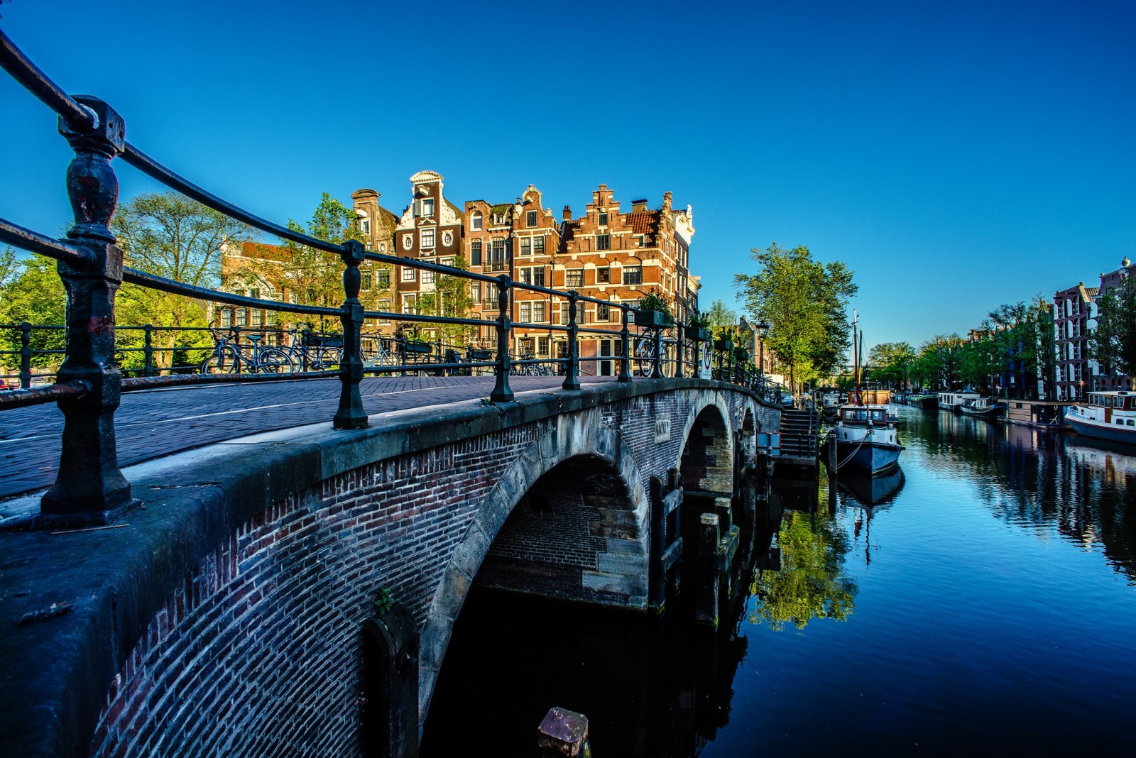 saluran, rumah, Jembatan, bangunan, Amsterdam, Belanda