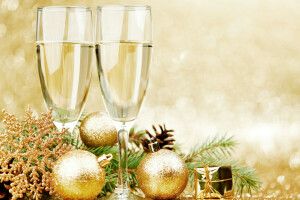 シャンパン, クリスマス, 装飾, 新年
